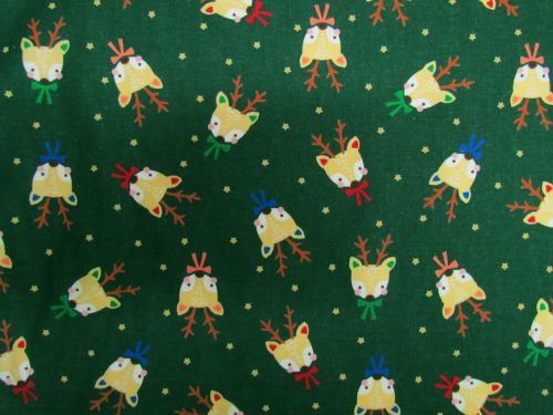 Great value Festive Reindeer Cotton- Green #PW1482 available to order online New Zealand