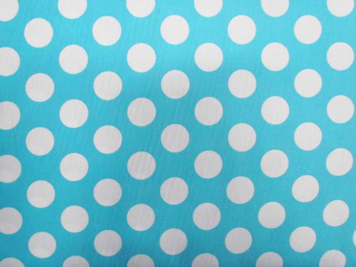 Great value Polka Dot Cotton- White On Aqua #PW1485 available to order online New Zealand