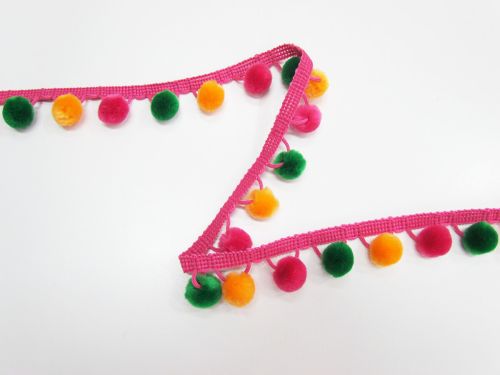 Great value 30mm Carnival Pom Pom Trim- Pink #T611 available to order online New Zealand