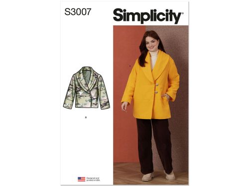 Great value Simplicity Pattern S3007 MISSES JACKET / COAT- Size A (XS-S-M-L-XL-XXL) available to order online New Zealand