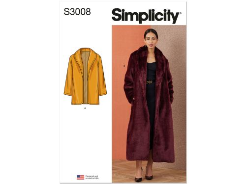Great value Simplicity Pattern S3008 MISSES JACKET / COAT- Size K5 (8-10-12-14-16) available to order online New Zealand