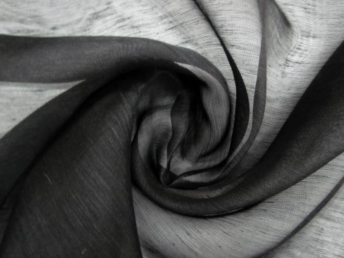 Great value Silk Linen Slub Organza- Crow Black #12101 available to order online New Zealand