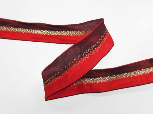 Great value 40mm Gold And Red Wire Edge Ribbon #T638 available to order online New Zealand