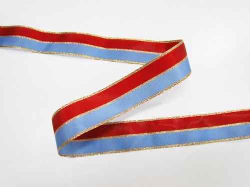 Great value 25mm Nutcracker Blue And Red Stripe Ribbon #T641 available to order online New Zealand