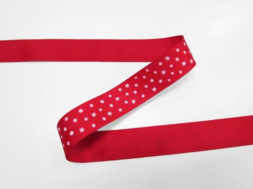 Great value 25mm Starry Night Red Grosgrain Ribbon #T642 available to order online New Zealand