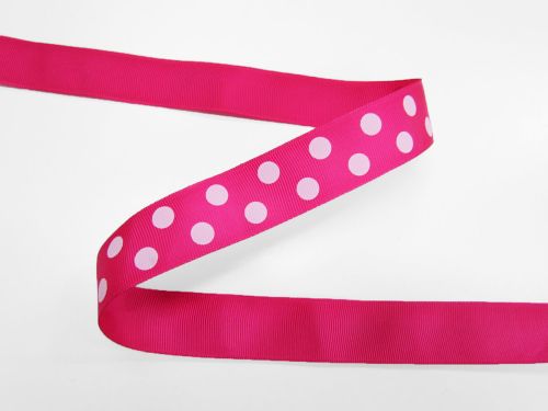 Great value 25mm Spots Ribbon- Fuchsia #T654 available to order online New Zealand