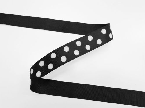 Great value 25mm Spots Ribbon- Black #T659 available to order online New Zealand