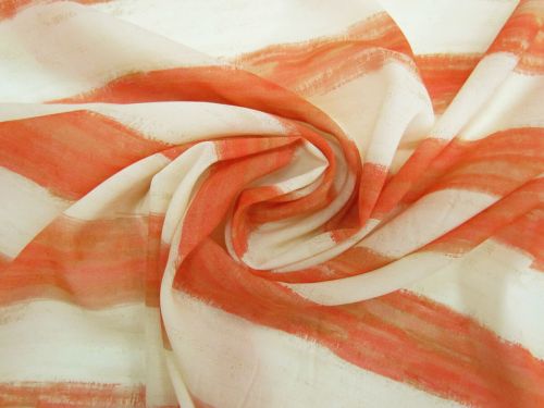Great value Apricots And Cream Mega Stripe Stretch Silk Georgette #12527 available to order online New Zealand
