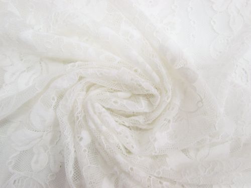 Great value Flannel Flowers Stretch Lace- White #12583 available to order online New Zealand