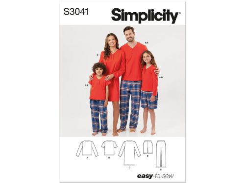 Great value Simplicity Pattern S3041 UNISEX SLEEPWEAR- Size A (XS - L / XS - XL) available to order online New Zealand