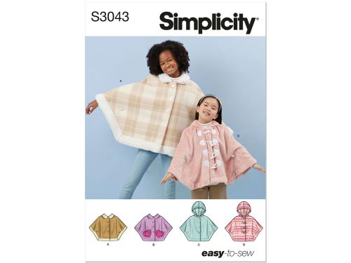 Great value Simplicity Pattern S3043 CHILD / GIRL JACKET/COAT- Size K5 (7-8-10-12-14) available to order online New Zealand