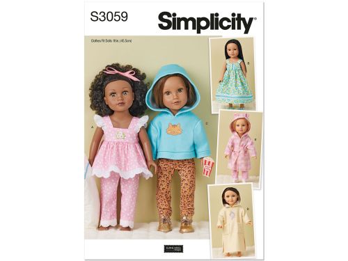 Great value Simplicity Pattern S3059 UNDEFINED DOLL CLOTHES- Size OS (ONE SIZE) available to order online New Zealand