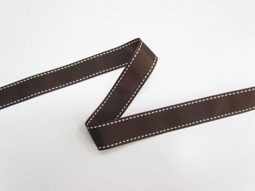Great value 22mm Stitch Grosgrain Ribbon- Brown #T738 available to order online New Zealand