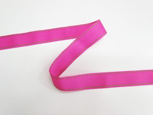 Great value 22mm Stitch Grosgrain Ribbon- Fuchsia / Lime #T747 available to order online New Zealand