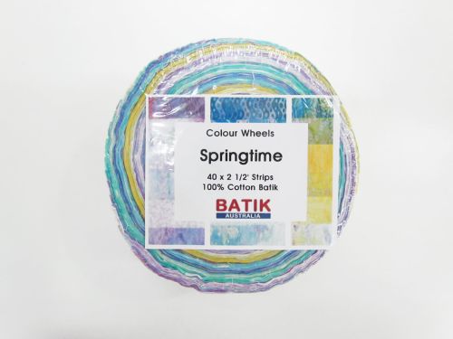Great value Batik- Colour Wheels Jelly Roll- Springtime available to order online New Zealand