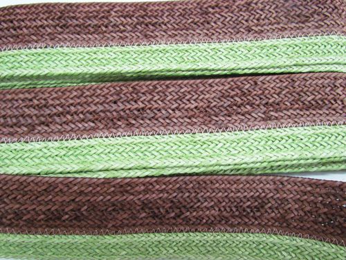 Great value 55mm Braided Leather Look Trim- Coconut / Lime #T805 available to order online New Zealand