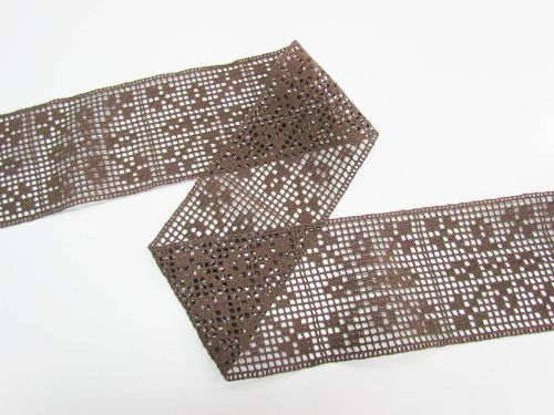 Great value 110mm Filet Lace Cotton Trim- Chocolate #T807 available to order online New Zealand