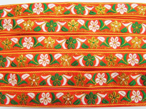 Great value 23mm Metallic Daisy Chain Ribbon- Hot Orange #T809 available to order online New Zealand