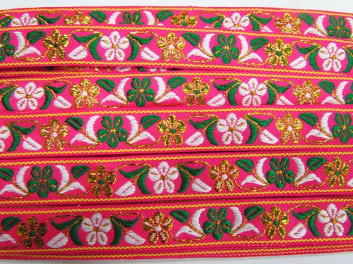 Great value 23mm Metallic Daisy Chain Ribbon- Bright Pink #T810 available to order online New Zealand