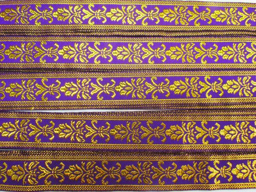 Great value 25mm Gilded Garden Brocade Ribbon- Gold / Purple #T816 available to order online New Zealand