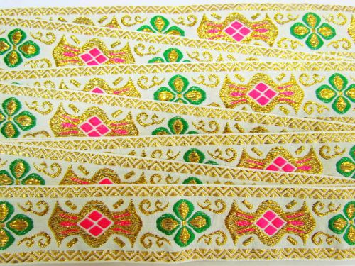Great value 38mm Dazzling Jewels Ribbon Trim- Cream #T817 available to order online New Zealand