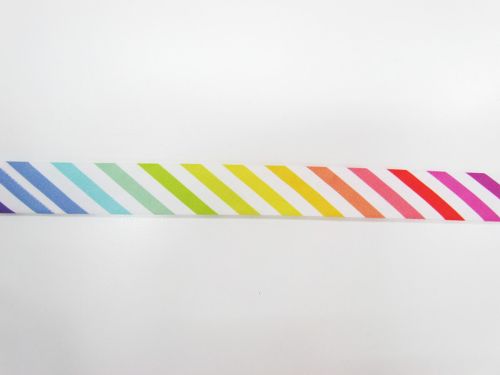 Great value 25mm Cotton Bias Binding- 1/8 Stripe- White Rainbow- DVBB2801 available to order online New Zealand