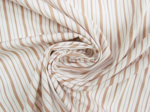 Great value Skyline Stripe Stretch Cotton Blend Shirting- Beige #13133 available to order online New Zealand