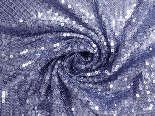 Great value 1m Piece- Embroidered Sequins On Stretch Mesh- Cool Blue #13532 available to order online New Zealand