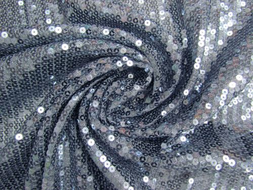 Great value 1m Piece- Embroidered Sequins On Stretch Mesh- Silver Blue #13533 available to order online New Zealand
