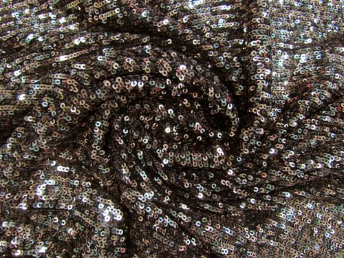 Great value Embroidered Sequins On Stretch Mesh- Gunmetal And Gold #13536 available to order online New Zealand