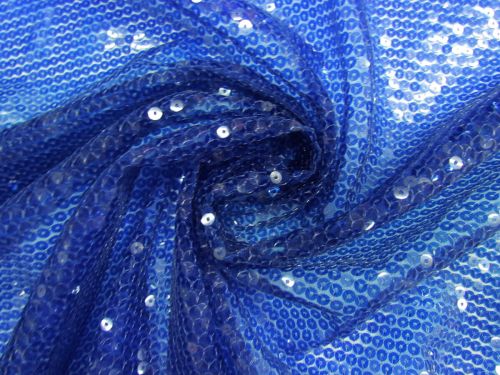 Great value 1m Piece- Embroidered Sequins On Tulle- Sapphire Blue #13537 available to order online New Zealand