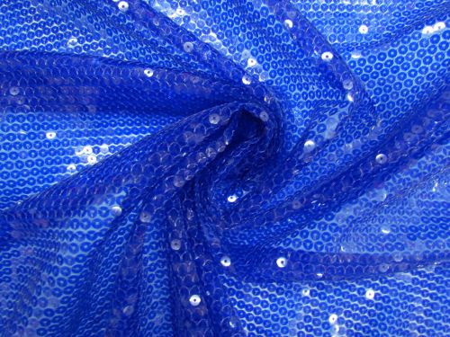 Great value 1m Piece- Embroidered Sequins On Tulle- Ultramarine Blue #13538 available to order online New Zealand