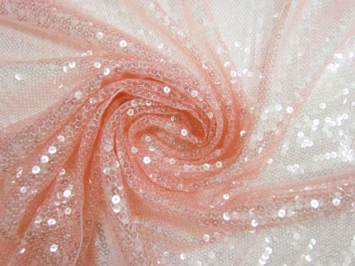Great value 1m Piece- Embroidered Sequin On Tulle- Jelly Pink #13539 available to order online New Zealand