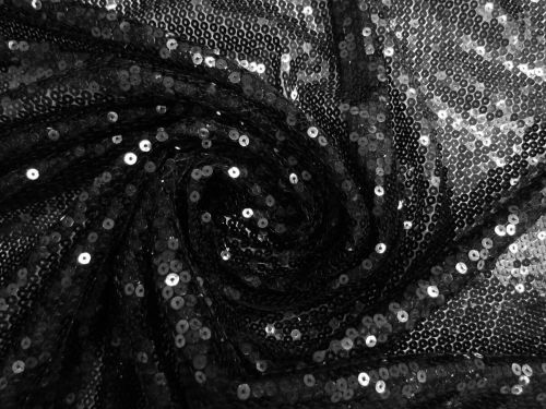 Great value 1m Piece- Embroidered Sequins On Tulle- Swan Black #13538 available to order online New Zealand