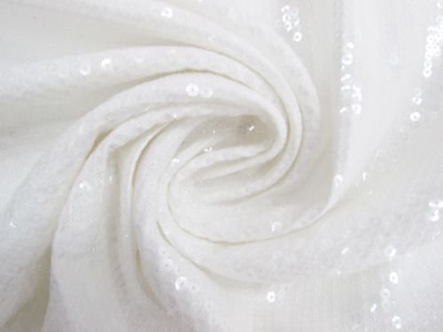 Great value Sequins Embroidered On Satin Back Crepe- Snow White #13540 available to order online New Zealand
