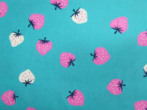 Great value Ruby Star Society Cotton- Strawberry- Strawberry Toss- Turquoise available to order online New Zealand