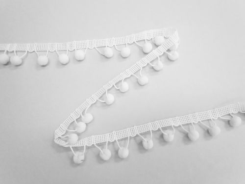 Great value 28mm Pom Pom Trim- Feather White #T961 available to order online New Zealand