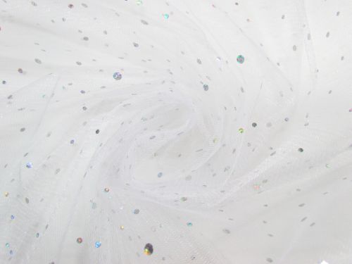 Great value Sequins on Metallic Net- White available to order online New Zealand