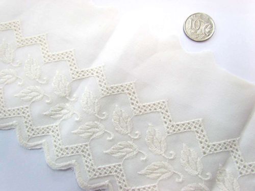 Great value 12cm Windswept Leaf Broderie Trim- Cream available to order online New Zealand