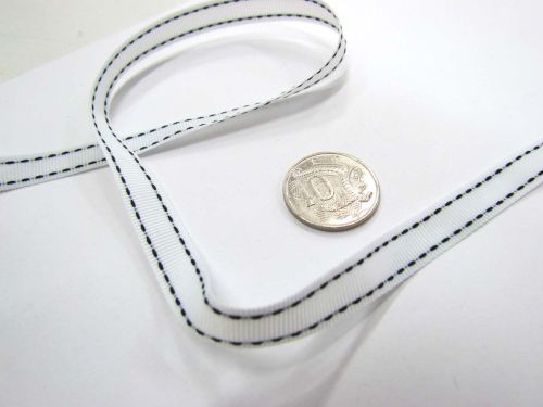 Great value Stitch Ribbon 10mm- White / Black available to order online New Zealand