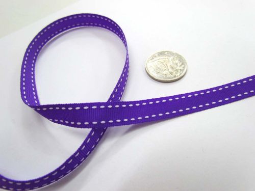 Great value Stitch Ribbon 10mm- Purple / White available to order online New Zealand