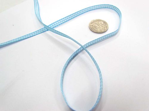 Great value Gingham Ribbon 5mm- Baby Blue available to order online New Zealand