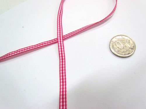 Great value Gingham Ribbon 5mm- Dark Pink available to order online New Zealand