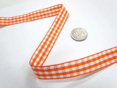 Great value Gingham Ribbon 15mm- Orange available to order online New Zealand