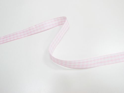 Great value Gingham Ribbon 15mm- Baby Pink available to order online New Zealand